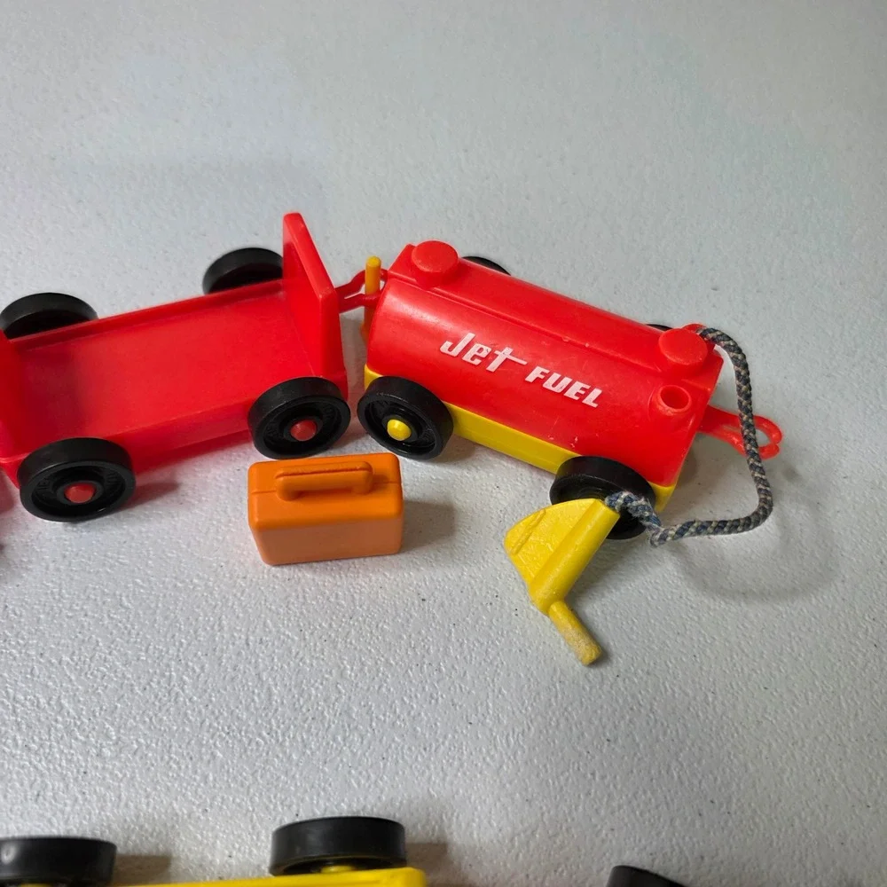 Vintage Fisher Price Jet Fuel Airport Ground Crew Vehicles Luggage 2 Sets